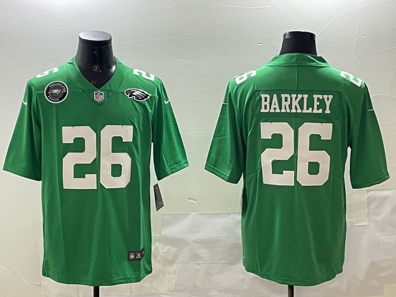 Men Philadelphia Eagles #26 Barkley Green Throwback 2025 Nike Vapor Limited NFL Jersey style 5